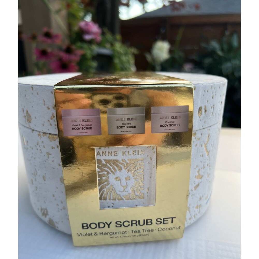 Luxury Anne Klein Body Scrub Gift Set 3 Pc Unused Reusable Keepsake Storage Box